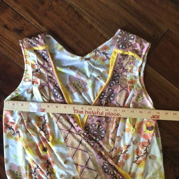 FREE PEOPLE | Floral print havana muscle tank Hi LO draped white yellow - Picture 11 of 16